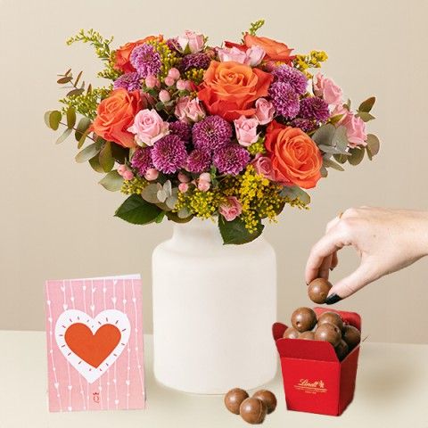 Product photo for Waterfall Sunset: Roses and Chrysanthemums