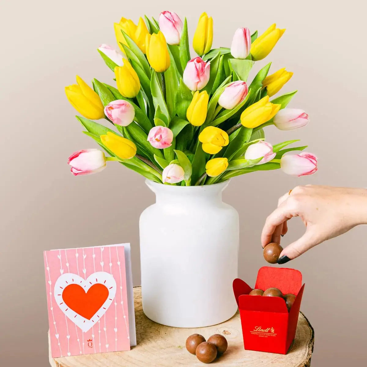 Pink & Yellow Tulips Delight