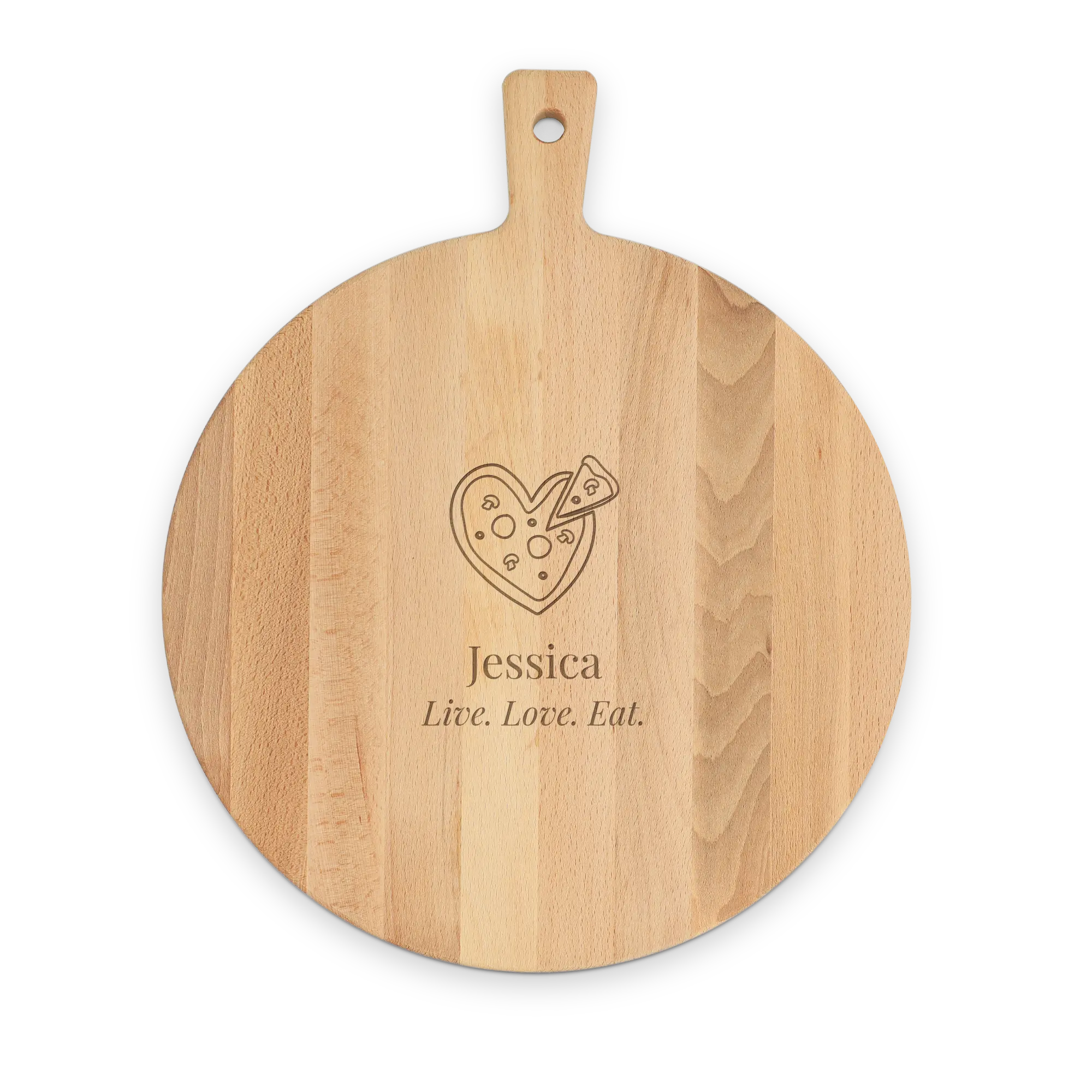 Engraved wooden pizza board - Beech - Round