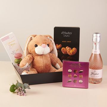 Product photo for My Cutie: Sweet Selection, Mini Rosé Cava and Teddy Bear