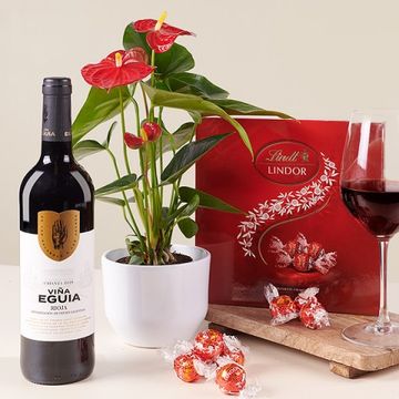 Product photo for Red Hearts: Anthurium and Red Wine