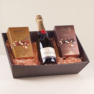 Heavenly Duo: Moet Champagne and Nutty Chocolates