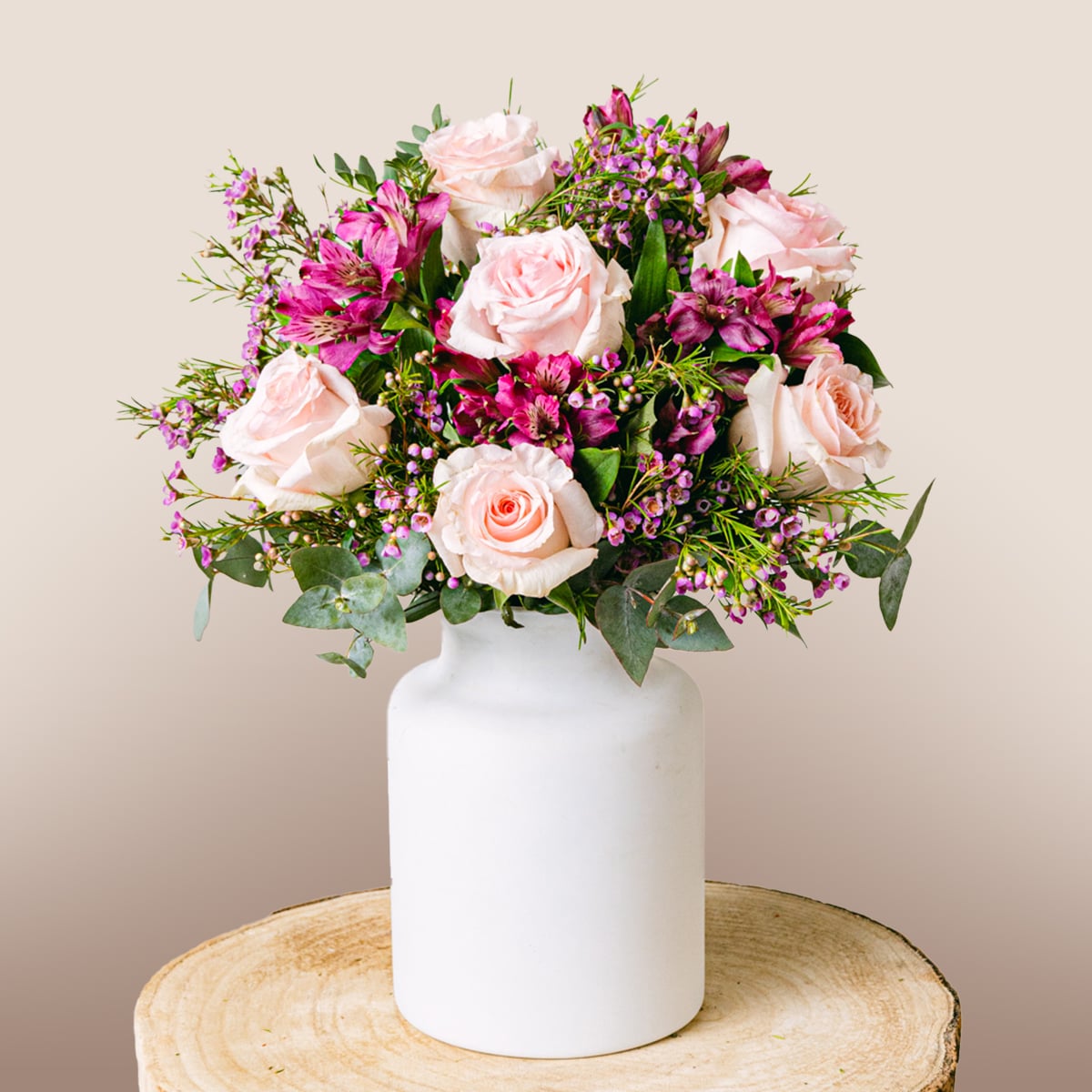Pink Bloom: Roses and Alstroemerias
