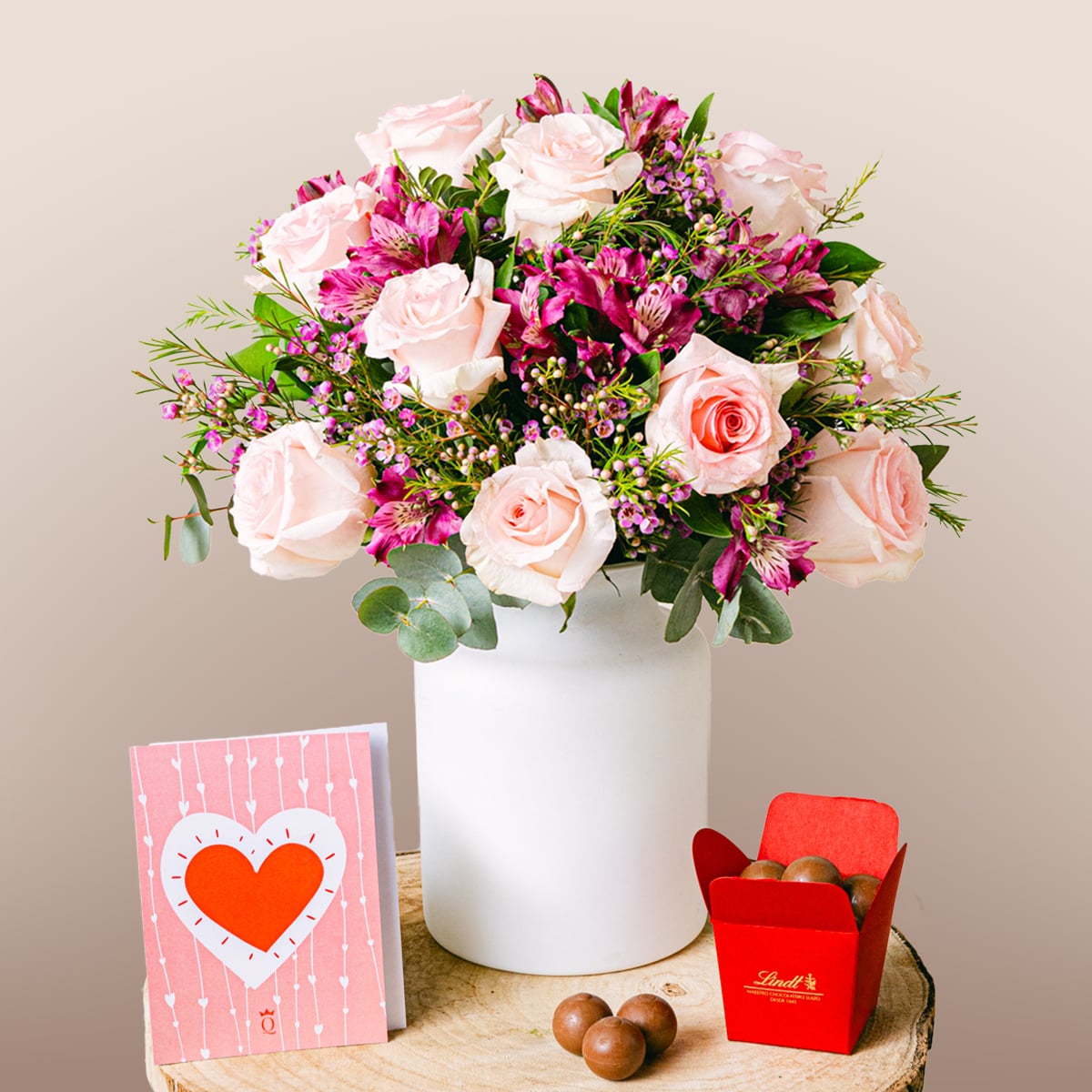 Pink Bloom: Roses and Alstroemerias