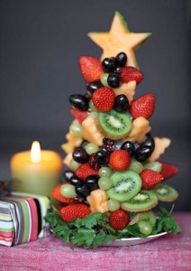Christmas tree made out of fruits