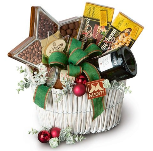 Christmas selection of chocolate wine and turron