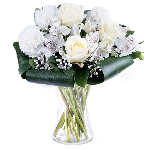 Bouquet of White roses and carnations