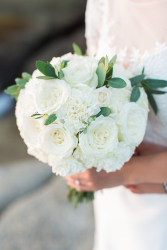 White bridal bouquet being held