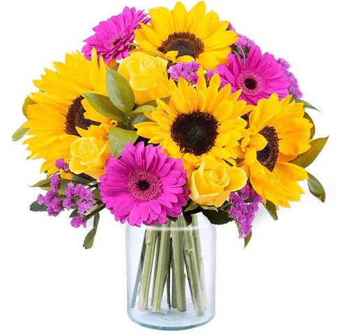 sunflower and gerberas in a bouquet