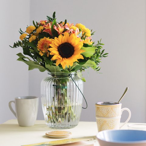 FloraQueen Sonnenblumen-Chrysanthemen-Strauß