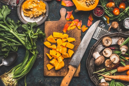 autumnal food chopping board