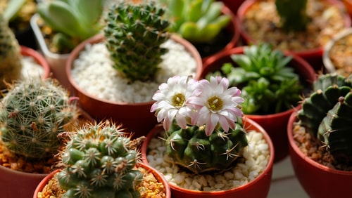 cactuses in pots