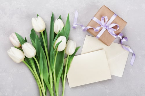 tulips and present box