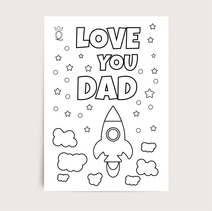 Father's Day Colouring Card Flora Queen Flora Queen
