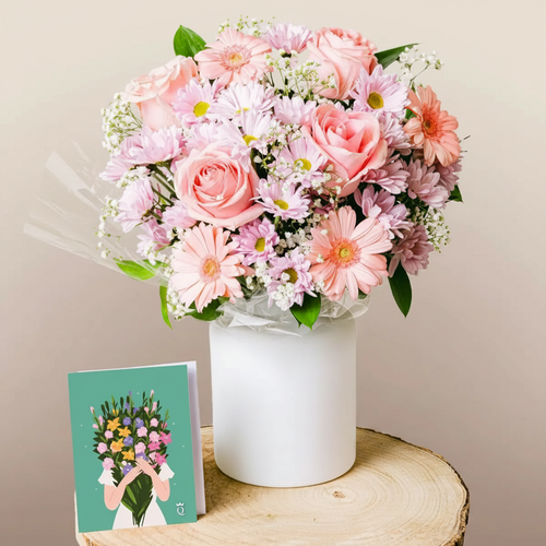 Dressed in Pink - Roses and Gerberas