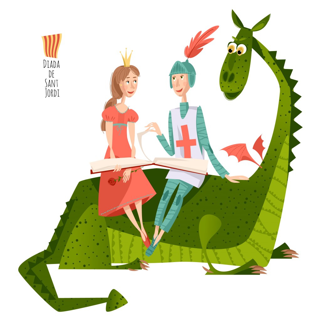 une princesse et un chevalier avec dragon histoire de la sant jordi