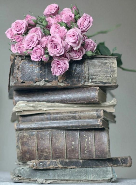 roses sur livres