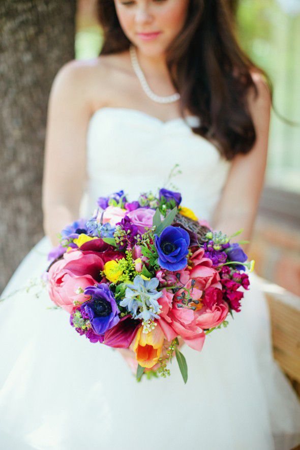 Bouquet de mariée coloré