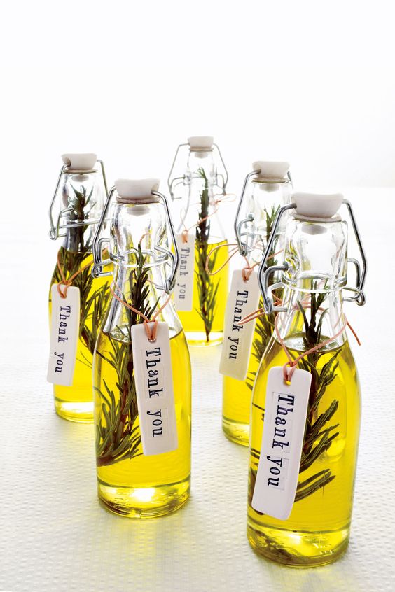 fioles d'huile d'olive invités mariage