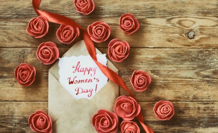 womens day card with flowers